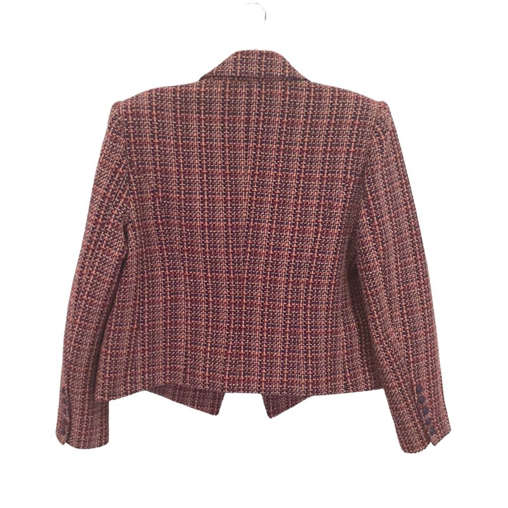 L’AGENCE Brook Tweed Double Breasted Cropped Blazer Purple Pink Size 10 - Picture 10 of 15